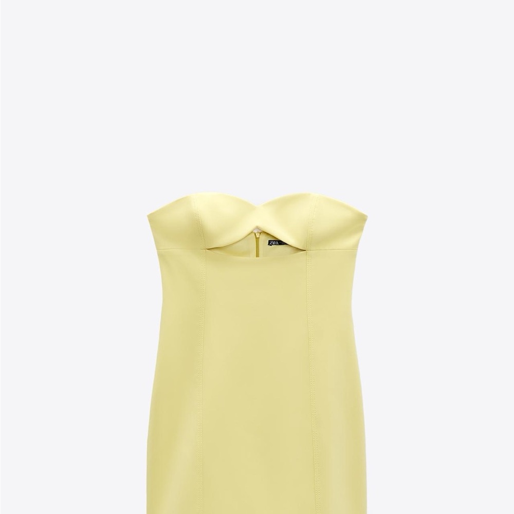 Zara Strapless Dress in Soft Yellow